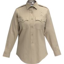 Command Poly Womens Long Sleeve Shirt, Silver Tan